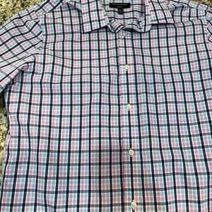 Men’s Banana Republic sz L dress button down.  Pink,white,blue checkered.